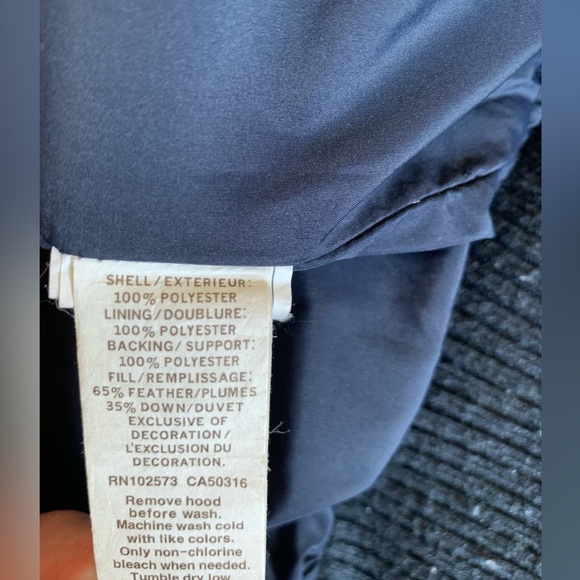 Hollister Navy Blue Winter Down Puffer Jacket Zipper Closure Fur Hood Y2K US S - Picture 7 of 8